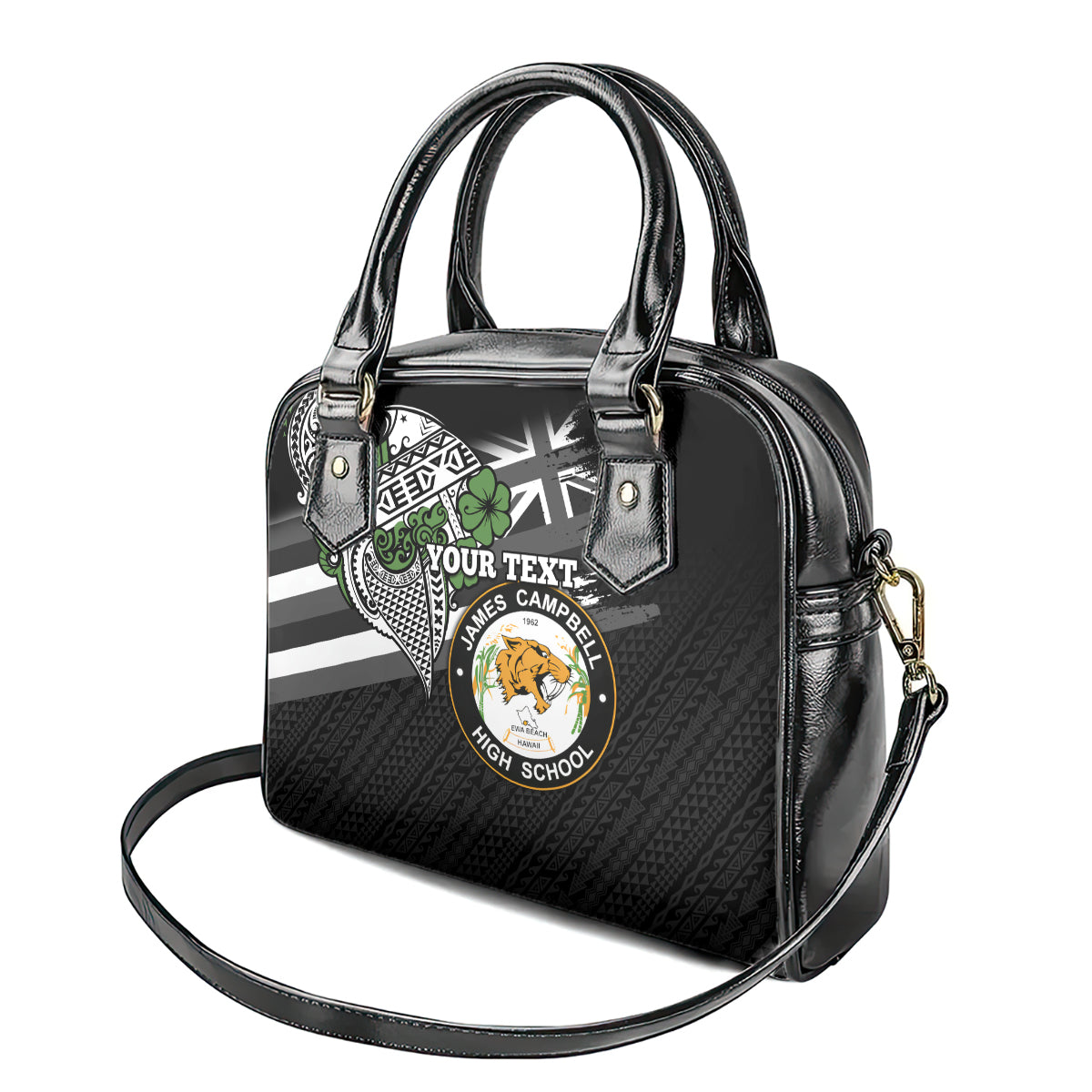 Hawaii James Campbell High School Shoulder Handbag Kakau Pattern Black Version LT03 - Polynesian Pride