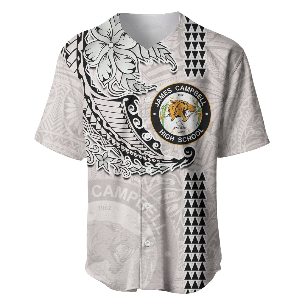 Custom Hawaii James Campbell High School Baseball Jersey Tribal Kakau Pattern LT03 White - Polynesian Pride