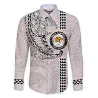 Custom Hawaii James Campbell High School Family Matching Off Shoulder Maxi Dress and Hawaiian Shirt Tribal Kakau Pattern LT03 Dad's Shirt - Long Sleeve White - Polynesian Pride