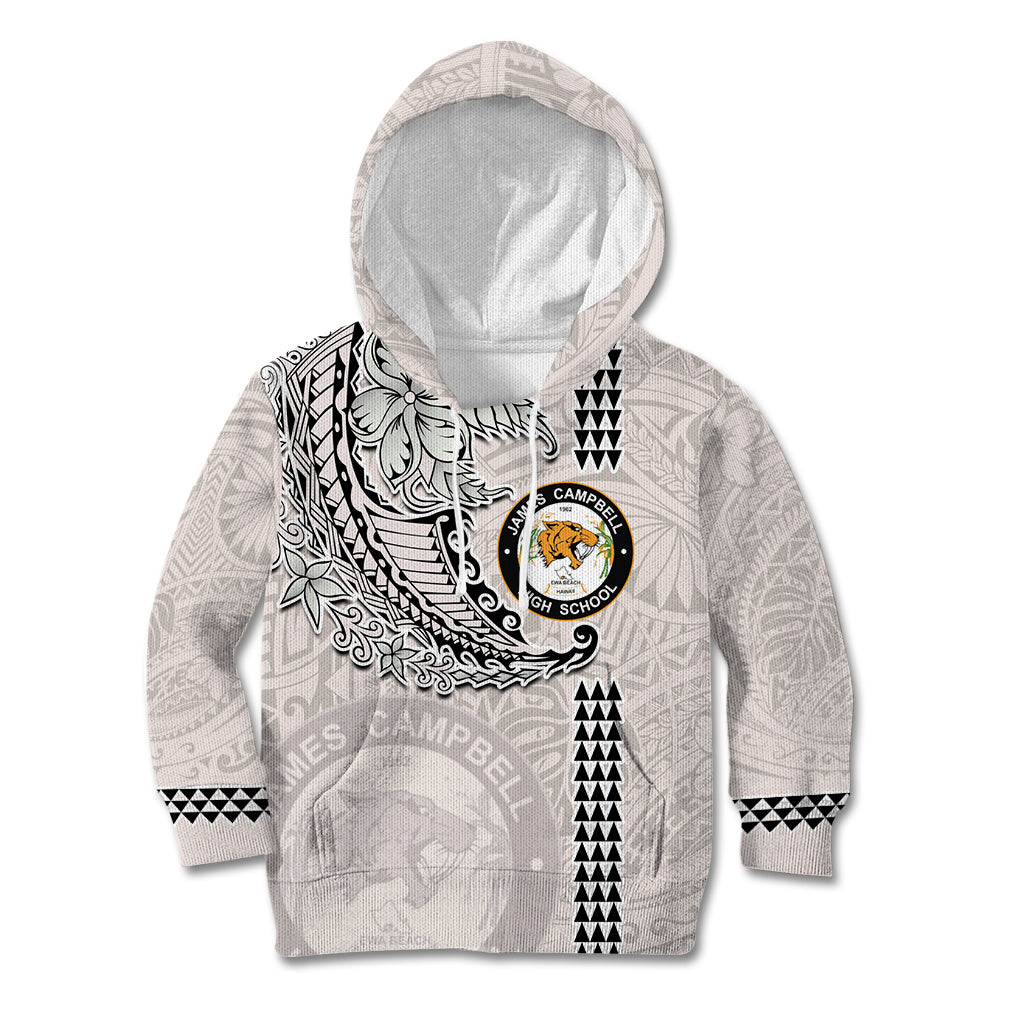 Custom Hawaii James Campbell High School Kid Hoodie Tribal Kakau Pattern LT03 Hoodie White - Polynesian Pride