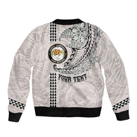 Custom Hawaii James Campbell High School Sleeve Zip Bomber Jacket Tribal Kakau Pattern LT03 - Polynesian Pride