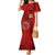 Hawaii Kahuku High & Intermediate School Family Matching Mermaid Dress and Hawaiian Shirt Tribal Kakau Pattern LT03 Mom's Dress Red - Polynesian Pride