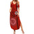 Hawaii Kahuku High & Intermediate School Family Matching Summer Maxi Dress and Hawaiian Shirt Tribal Kakau Pattern LT03 Mom's Dress Red - Polynesian Pride