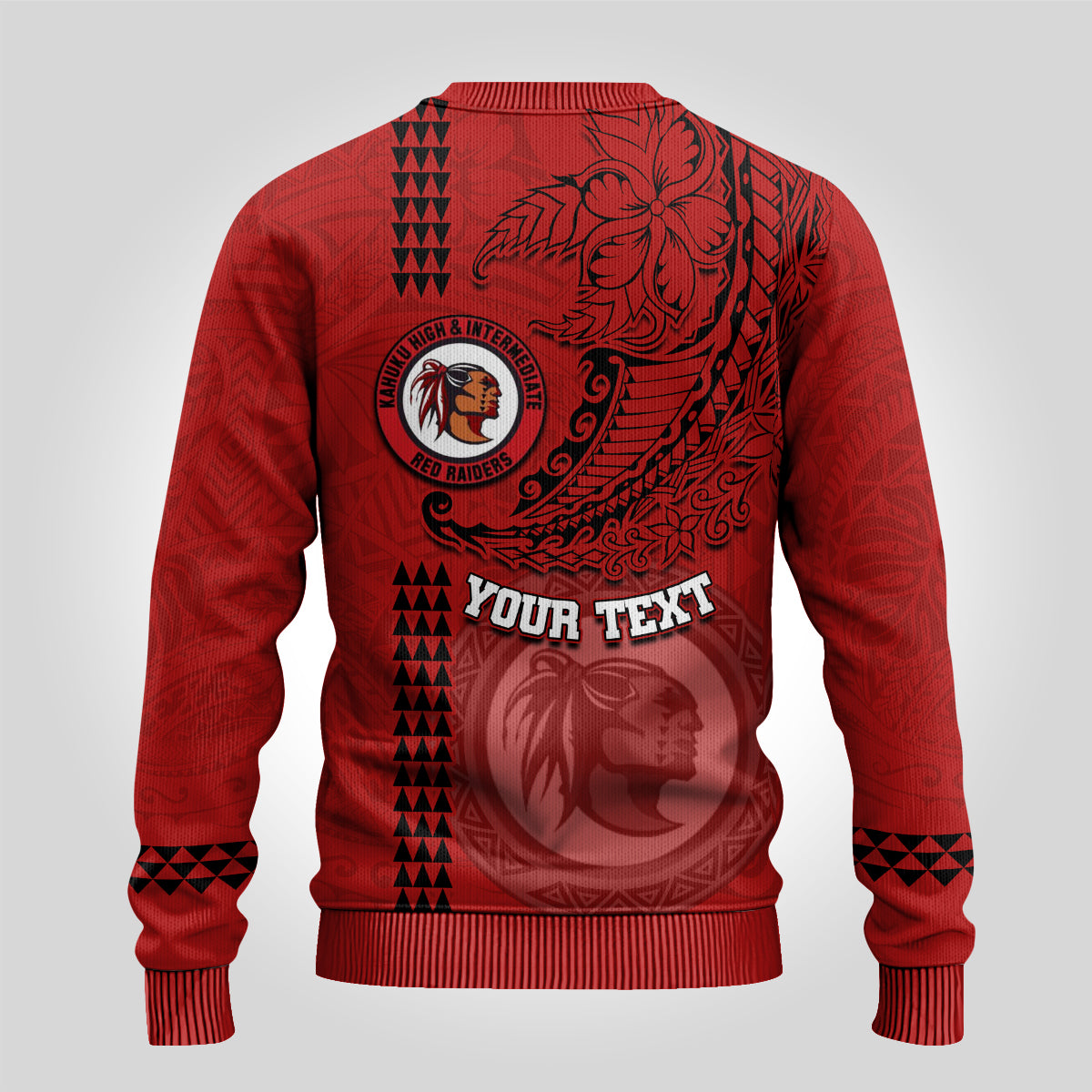 Hawaii Kahuku High & Intermediate School Ugly Christmas Sweater Tribal Kakau Pattern LT03 - Polynesian Pride