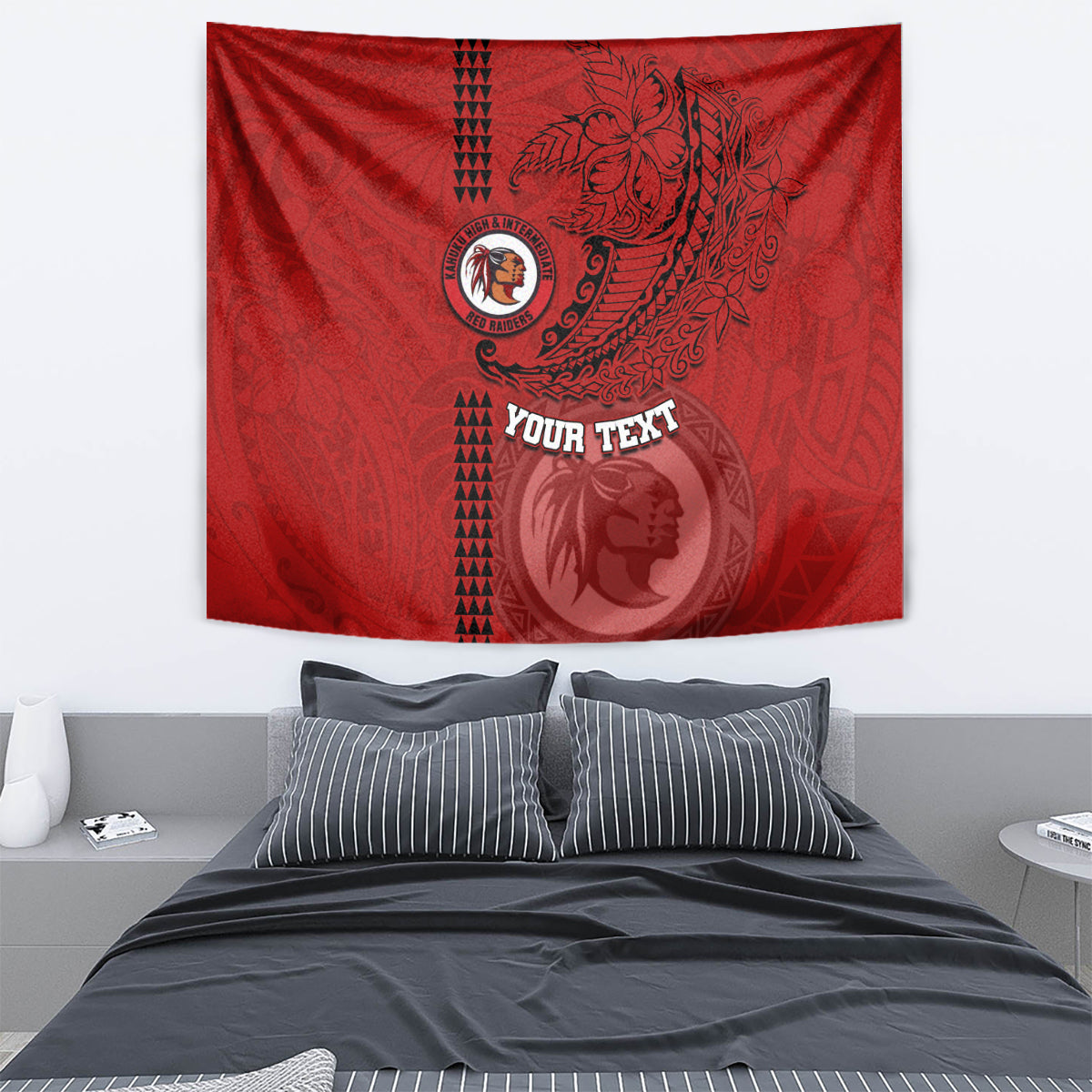 Hawaii Kahuku High & Intermediate School Tapestry Tribal Kakau Pattern LT03 - Polynesian Pride
