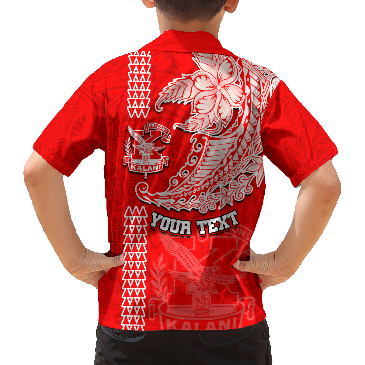 Hawaii Kalani High School Family Matching Off Shoulder Short Dress and Hawaiian Shirt Tribal Kakau Pattern LT03 - Polynesian Pride