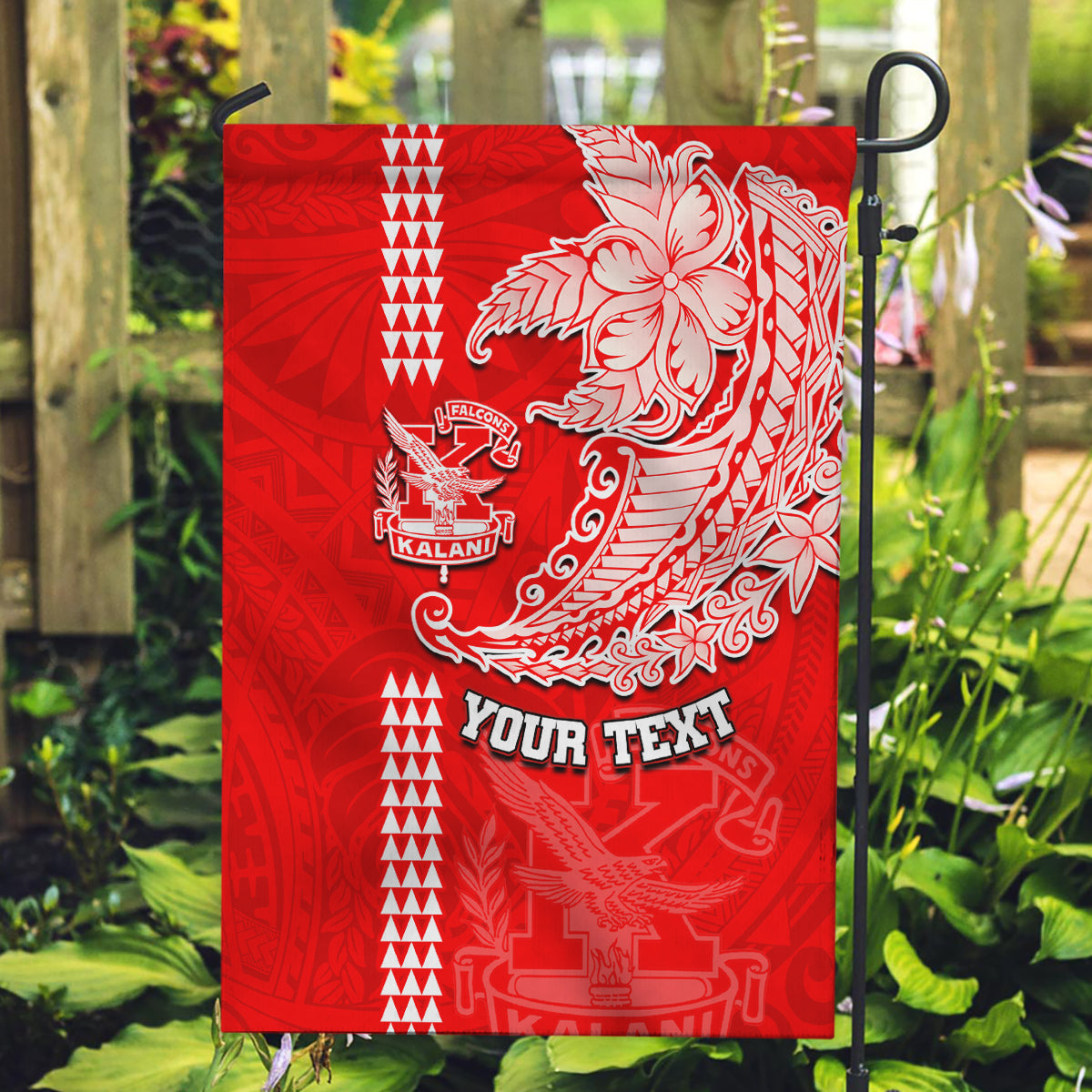 Hawaii Kalani High School Garden Flag Tribal Kakau Pattern LT03 Garden Flag Red - Polynesian Pride