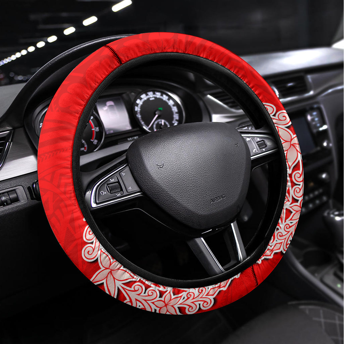 Hawaii Kalani High School Steering Wheel Cover Tribal Kakau Pattern