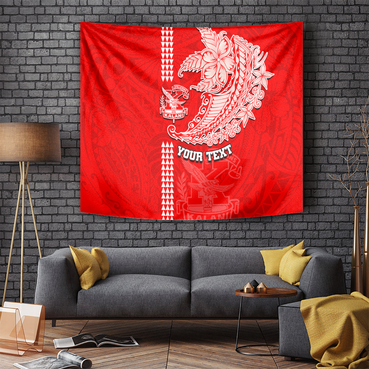 Hawaii Kalani High School Tapestry Tribal Kakau Pattern LT03 Red - Polynesian Pride