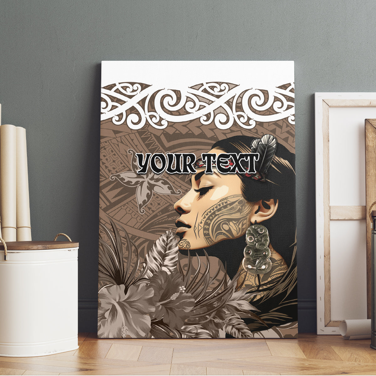Custom New Zealand Womens Day Canvas Wall Art Traditional Maori Woman Polynesian Pattern Brown Color LT03 - Polynesian Pride