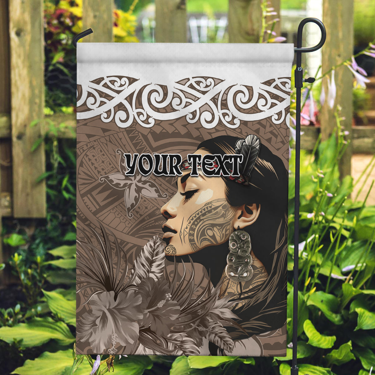 Custom New Zealand Womens Day Garden Flag Traditional Maori Woman Polynesian Pattern Brown Color LT03 Garden Flag Brown - Polynesian Pride