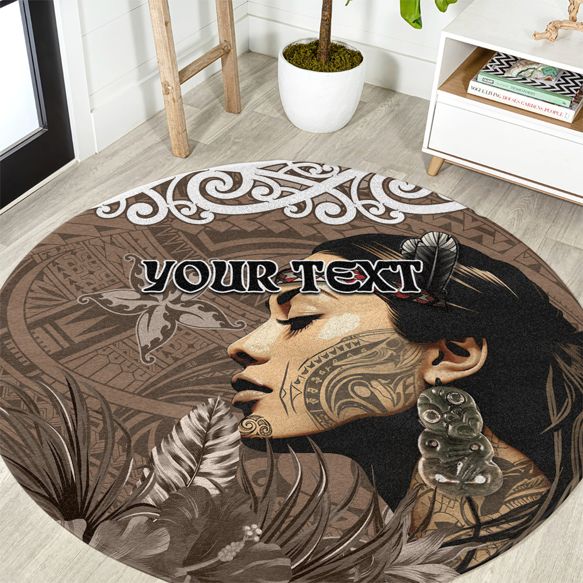 Custom New Zealand Womens Day Round Carpet Traditional Maori Woman Polynesian Pattern Brown Color LT03 Brown - Polynesian Pride