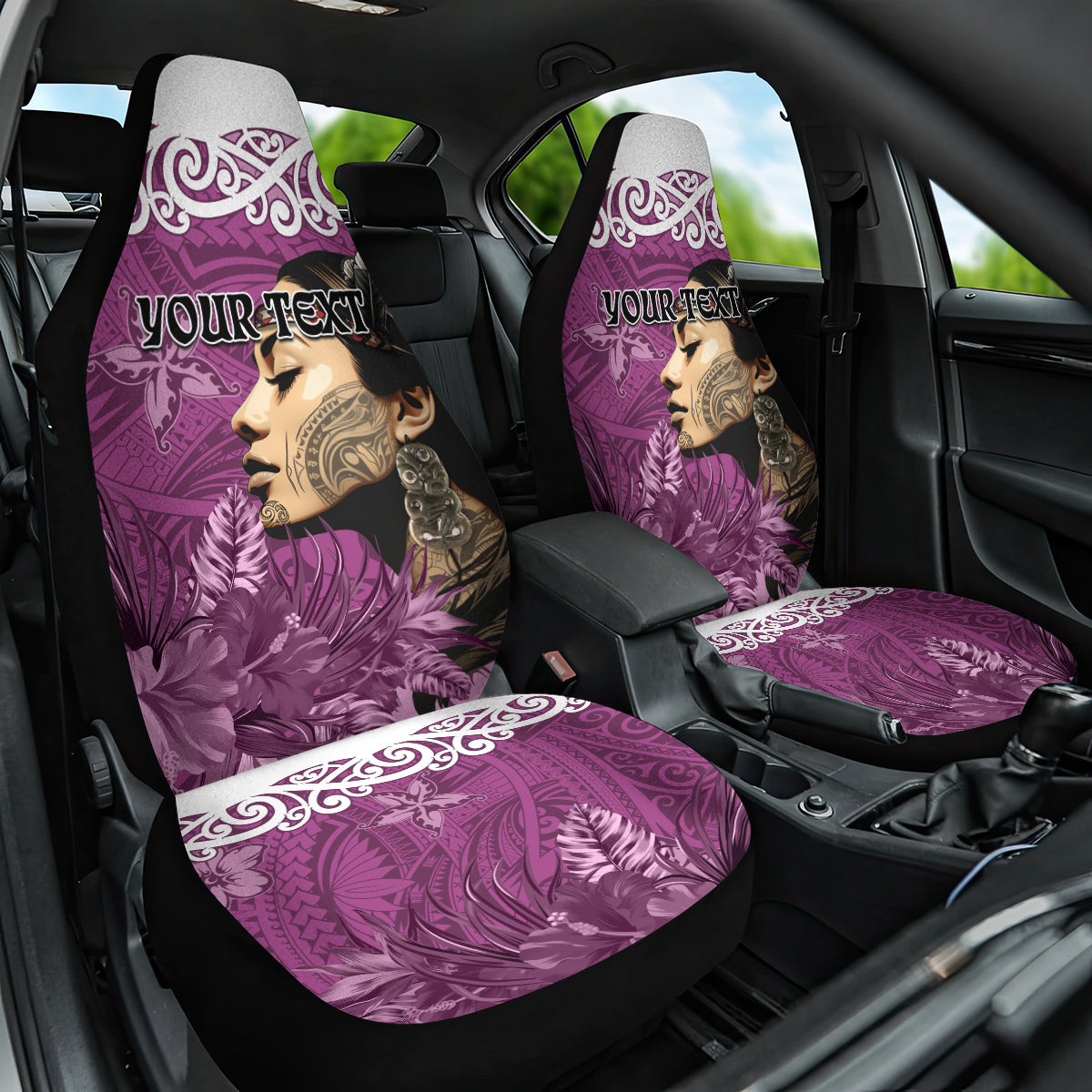 Custom New Zealand Womens Day Car Seat Cover Traditional Maori Woman Polynesian Pattern Pink Color LT03 One Size Pink - Polynesian Pride