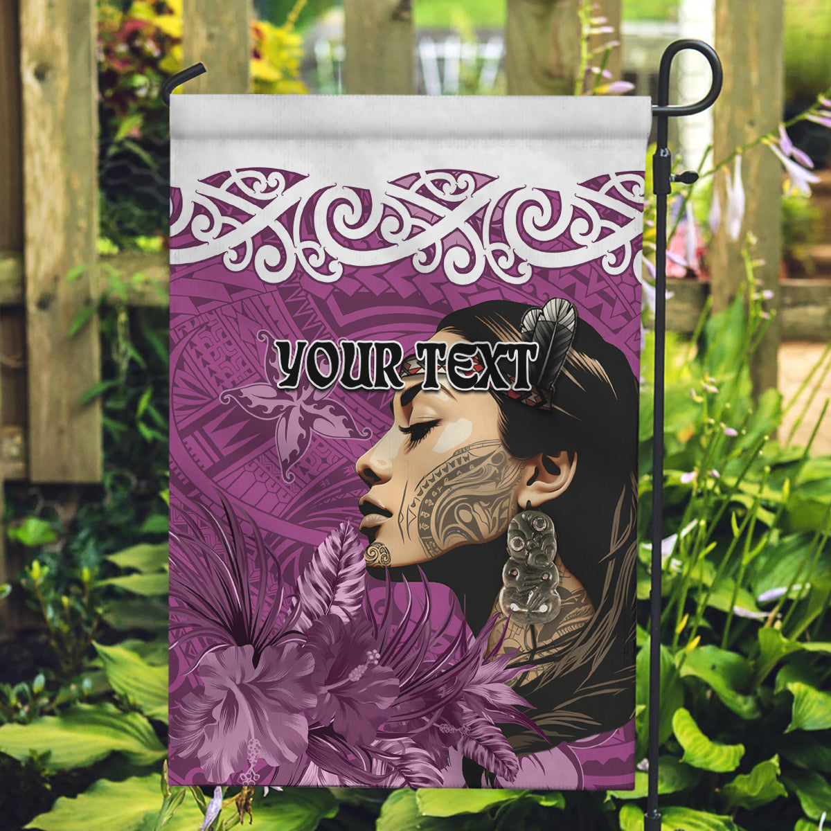 Custom New Zealand Womens Day Garden Flag Traditional Maori Woman Polynesian Pattern Pink Color LT03 Garden Flag Pink - Polynesian Pride