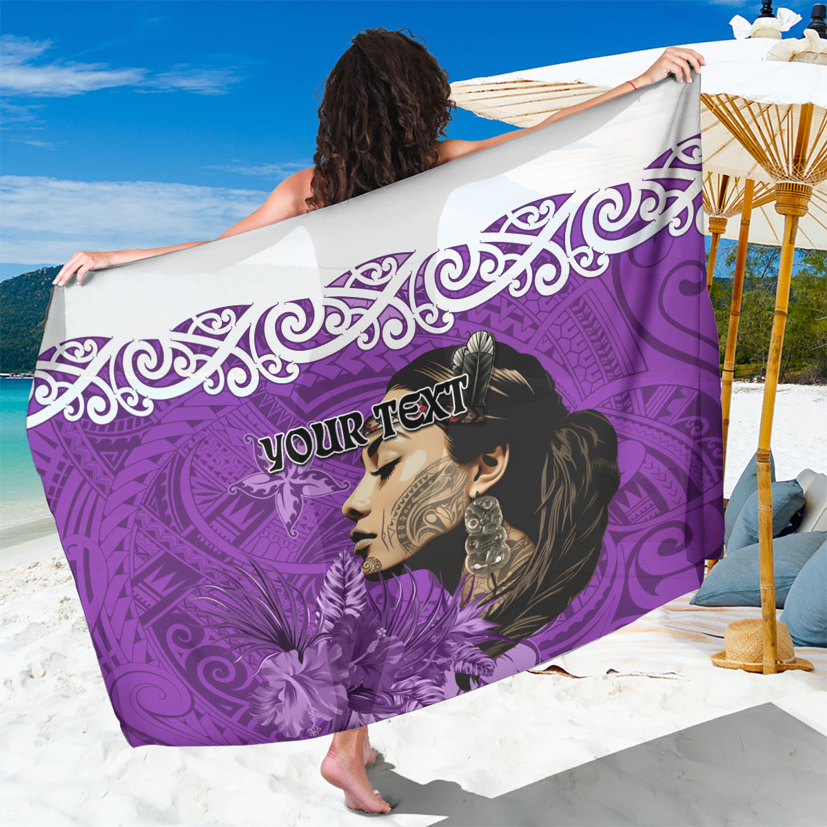 Custom New Zealand Womens Day Sarong Traditional Maori Woman Polynesian Pattern Purple Color LT03 One Size 44 x 66 inches Purple - Polynesian Pride