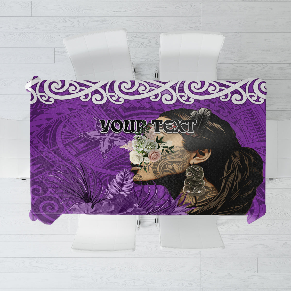 Custom New Zealand Womens Day Tablecloth Traditional Maori Woman Polynesian Pattern Purple Color LT03 Purple - Polynesian Pride