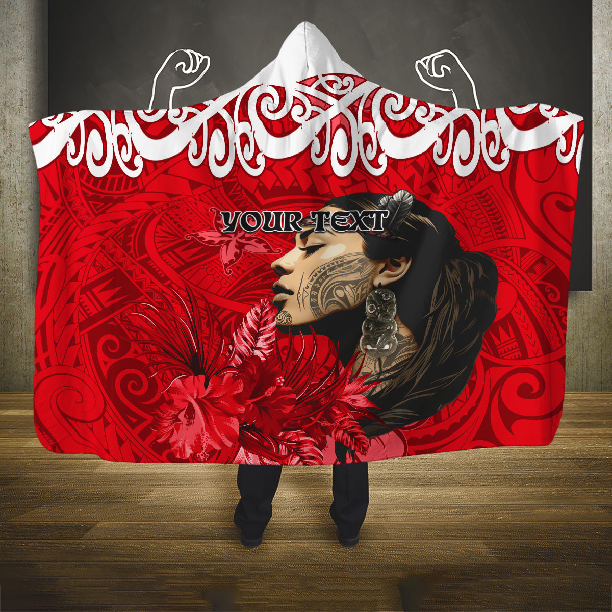 Custom New Zealand Womens Day Hooded Blanket Traditional Maori Woman Polynesian Pattern Red Color LT03 One Size Red - Polynesian Pride