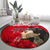 Custom New Zealand Womens Day Round Carpet Traditional Maori Woman Polynesian Pattern Red Color LT03 - Polynesian Pride