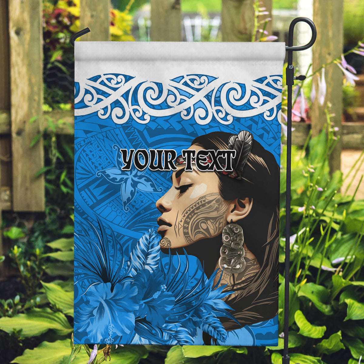 Custom New Zealand Womens Day Garden Flag Traditional Maori Woman Polynesian Pattern Blue Color LT03 Garden Flag Blue - Polynesian Pride