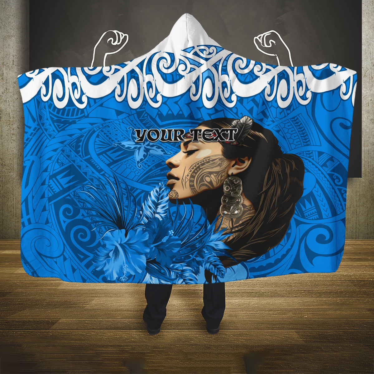 Custom New Zealand Womens Day Hooded Blanket Traditional Maori Woman Polynesian Pattern Blue Color LT03 One Size Blue - Polynesian Pride