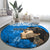 Custom New Zealand Womens Day Round Carpet Traditional Maori Woman Polynesian Pattern Blue Color LT03 - Polynesian Pride