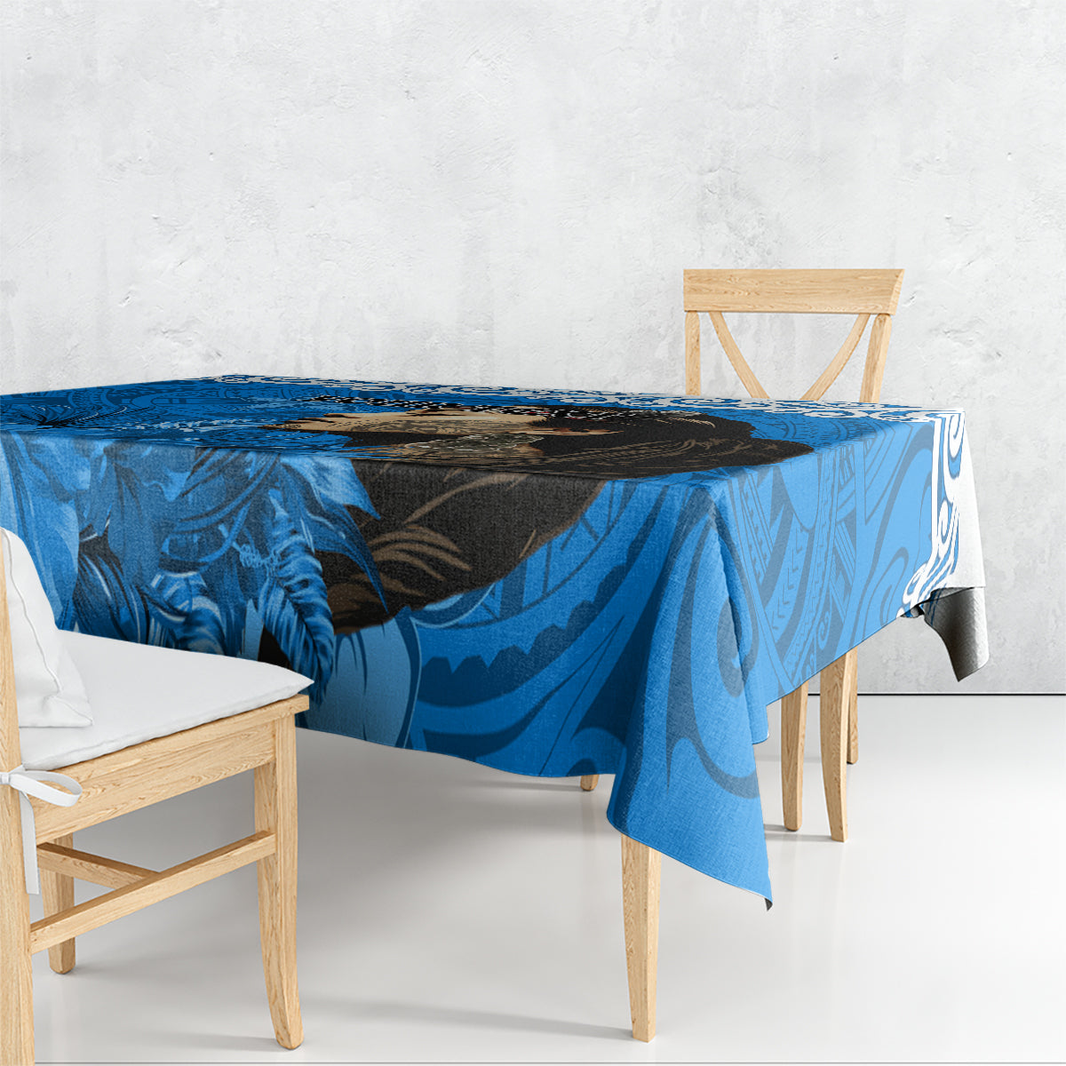 Custom New Zealand Womens Day Tablecloth Traditional Maori Woman Polynesian Pattern Blue Color LT03 - Polynesian Pride