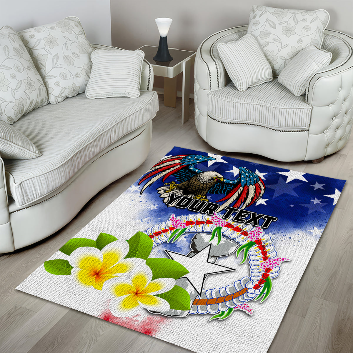 Custom Northern Mariana Islands Commonwealth Covenant Day Area Rug Plumeria Flower Splash Style LT03 - Polynesian Pride