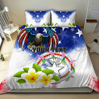 Custom Northern Mariana Islands Commonwealth Covenant Day Bedding Set Plumeria Flower Splash Style LT03 - Polynesian Pride