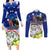 Custom Northern Mariana Islands Commonwealth Covenant Day Couples Matching Long Sleeve Bodycon Dress and Long Sleeve Button Shirt Plumeria Flower Splash Style LT03 Blue - Polynesian Pride