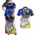 Custom Northern Mariana Islands Commonwealth Covenant Day Couples Matching Off Shoulder Maxi Dress and Hawaiian Shirt Plumeria Flower Splash Style LT03 Blue - Polynesian Pride