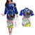 Custom Northern Mariana Islands Commonwealth Covenant Day Couples Matching Off The Shoulder Long Sleeve Dress and Hawaiian Shirt Plumeria Flower Splash Style LT03 Blue - Polynesian Pride