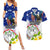 Custom Northern Mariana Islands Commonwealth Covenant Day Couples Matching Summer Maxi Dress and Hawaiian Shirt Plumeria Flower Splash Style LT03 Blue - Polynesian Pride