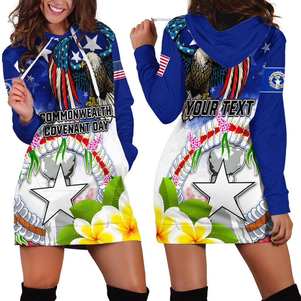 Custom Northern Mariana Islands Commonwealth Covenant Day Hoodie Dress Plumeria Flower Splash Style LT03 - Polynesian Pride