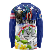 Custom Northern Mariana Islands Commonwealth Covenant Day Long Sleeve Shirt Plumeria Flower Splash Style LT03 - Polynesian Pride