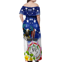 Custom Northern Mariana Islands Commonwealth Covenant Day Off Shoulder Maxi Dress Plumeria Flower Splash Style LT03 - Polynesian Pride