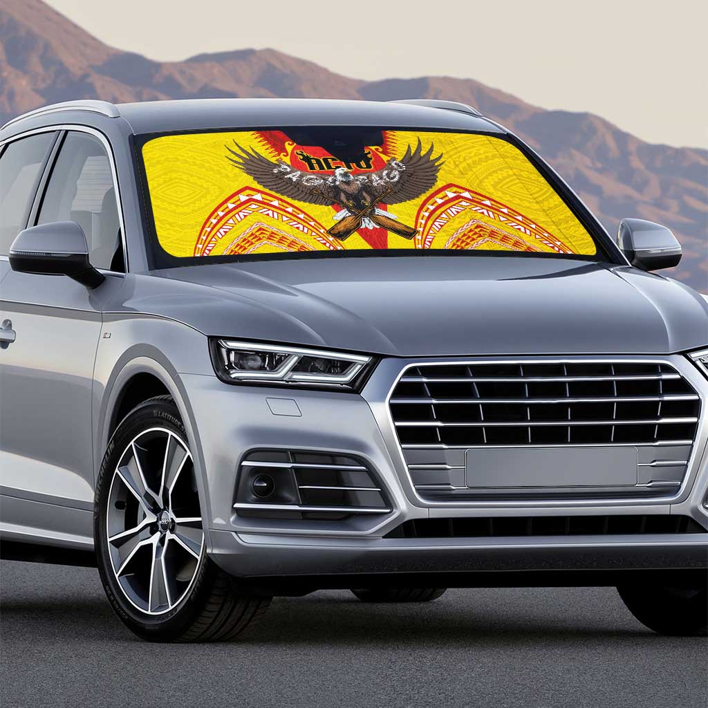 American Samoa Fautasi Race Auto Sun Shade Pago Pago-Aeto Samoan Tattoo and Eagle LT03 - Polynesian Pride