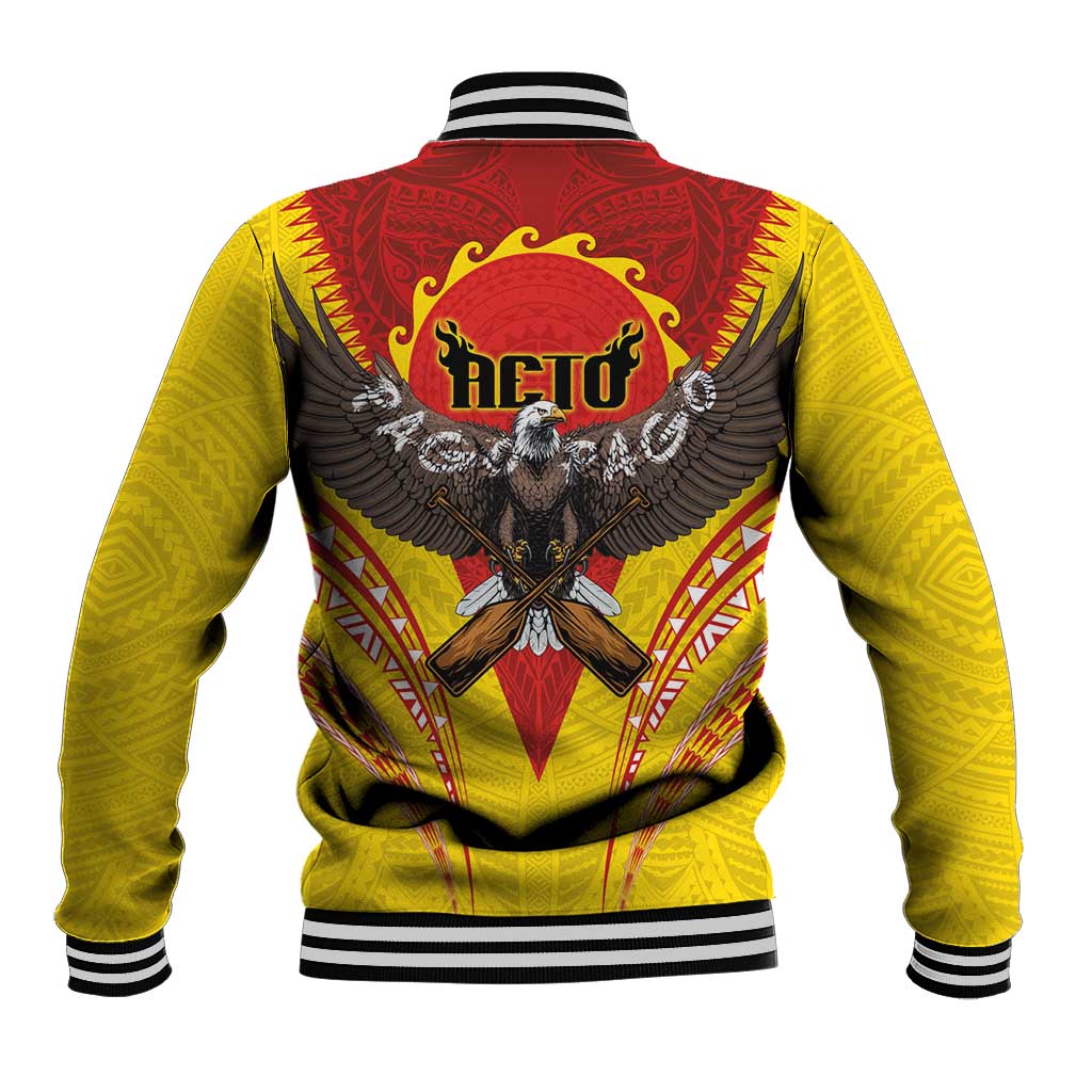 American Samoa Fautasi Race Baseball Jacket Pago Pago-Aeto Samoan Tattoo and Eagle