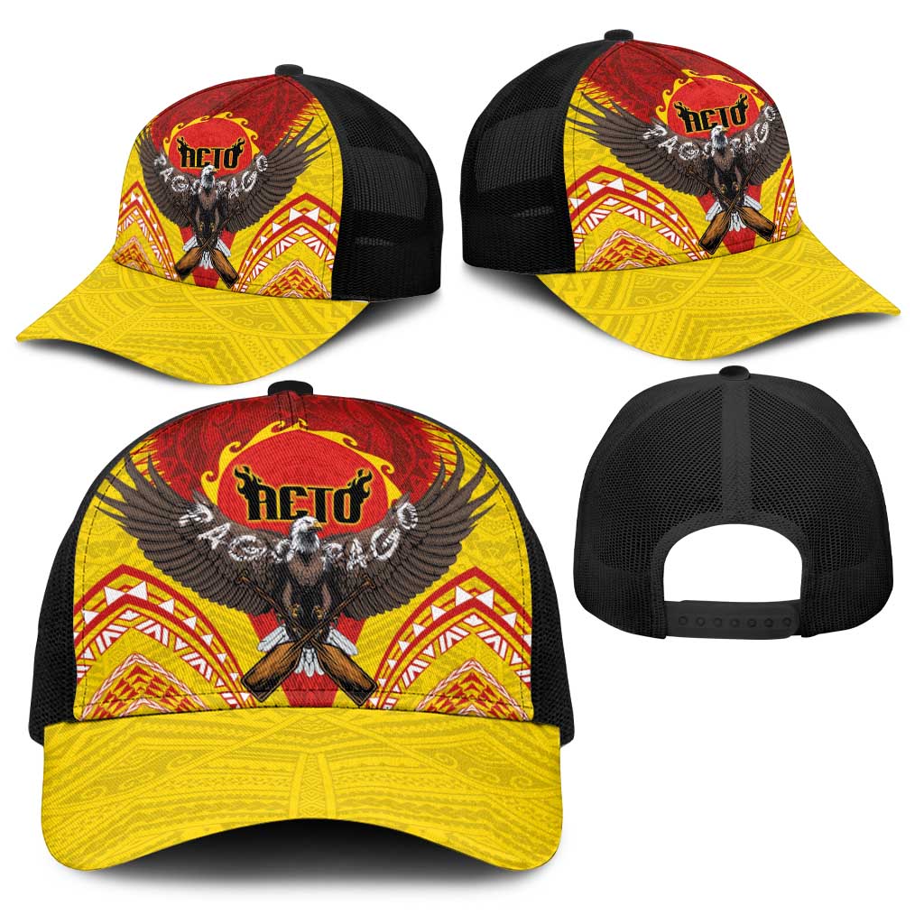 American Samoa Fautasi Race Baseball Net Cap Pago Pago-Aeto Samoan Tattoo and Eagle LT03 - Polynesian Pride