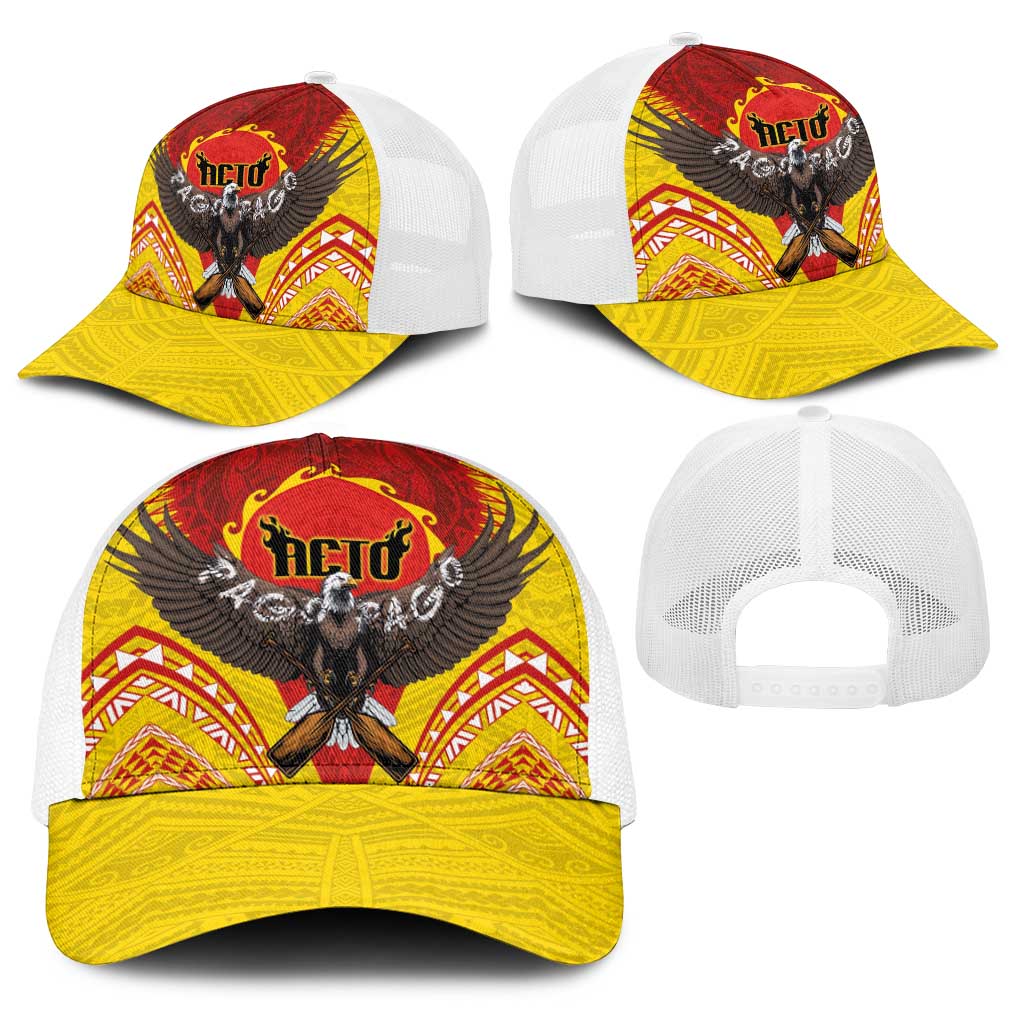 American Samoa Fautasi Race Baseball Net Cap Pago Pago-Aeto Samoan Tattoo and Eagle LT03 - Polynesian Pride