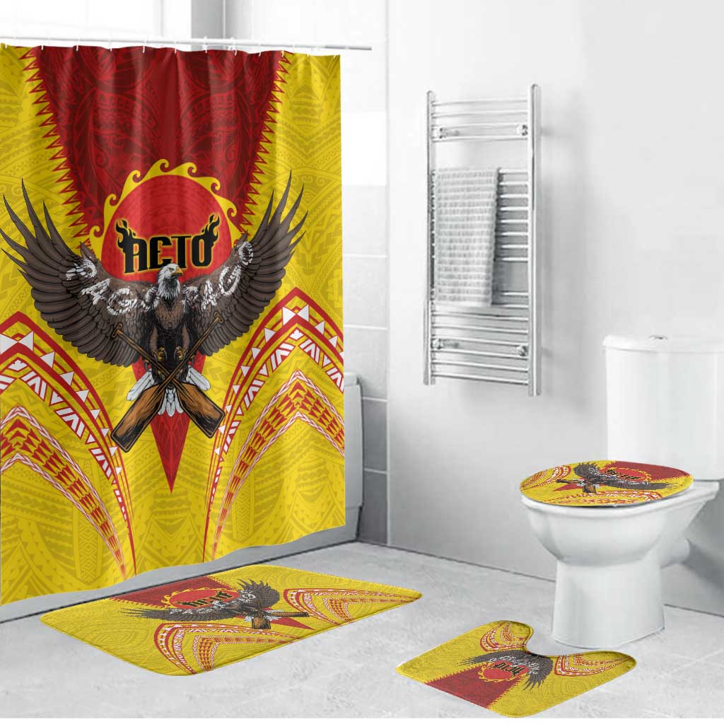 American Samoa Fautasi Race Bathroom Set Pago Pago-Aeto Samoan Tattoo and Eagle LT03 Bathroom Set (4 pcs) Yellow - Polynesian Pride