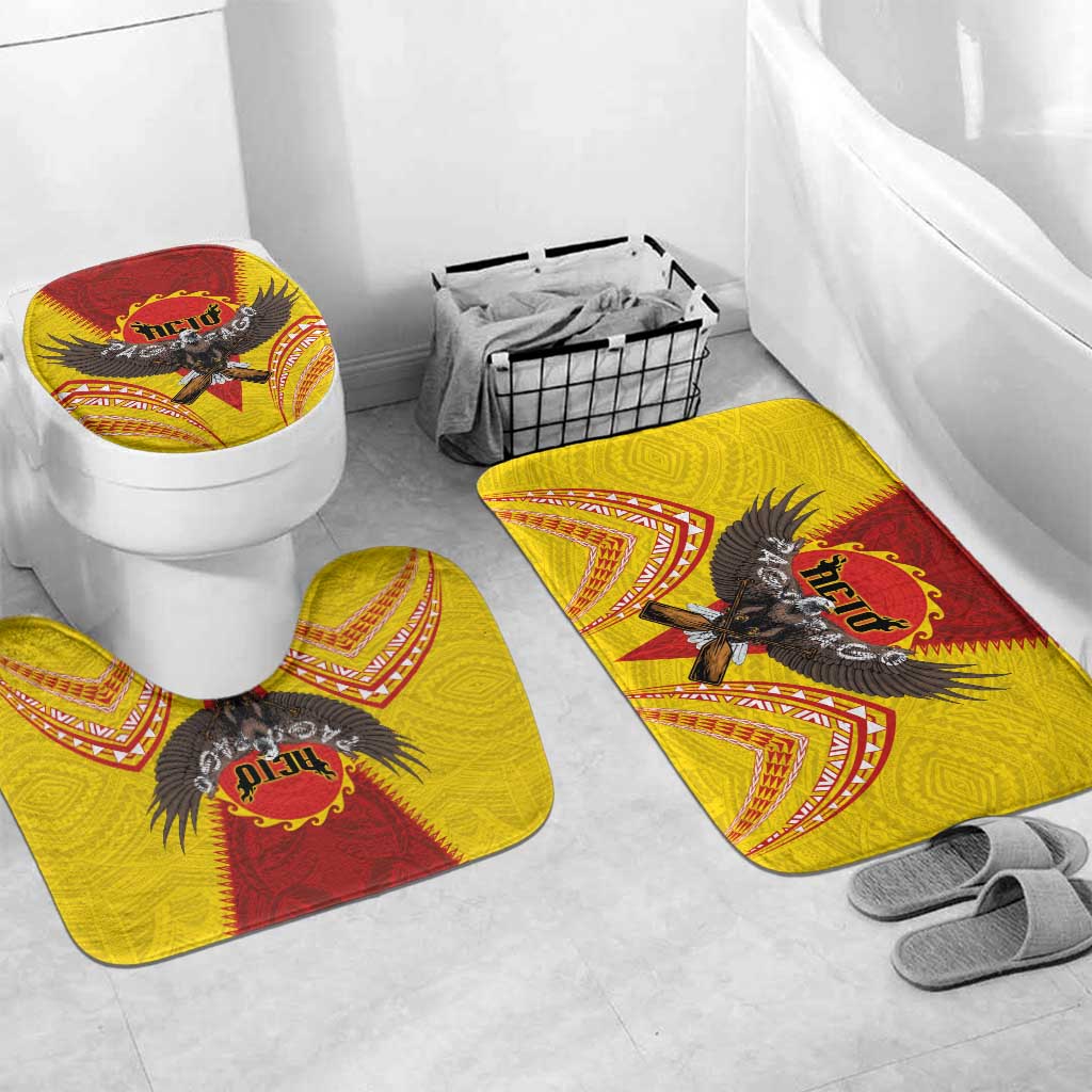 American Samoa Fautasi Race Bathroom Set Pago Pago-Aeto Samoan Tattoo and Eagle LT03 Mat Set Only (3 pcs) One Size Yellow - Polynesian Pride