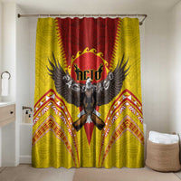 American Samoa Fautasi Race Bathroom Set Pago Pago-Aeto Samoan Tattoo and Eagle LT03 Shower Curtain Only Yellow - Polynesian Pride