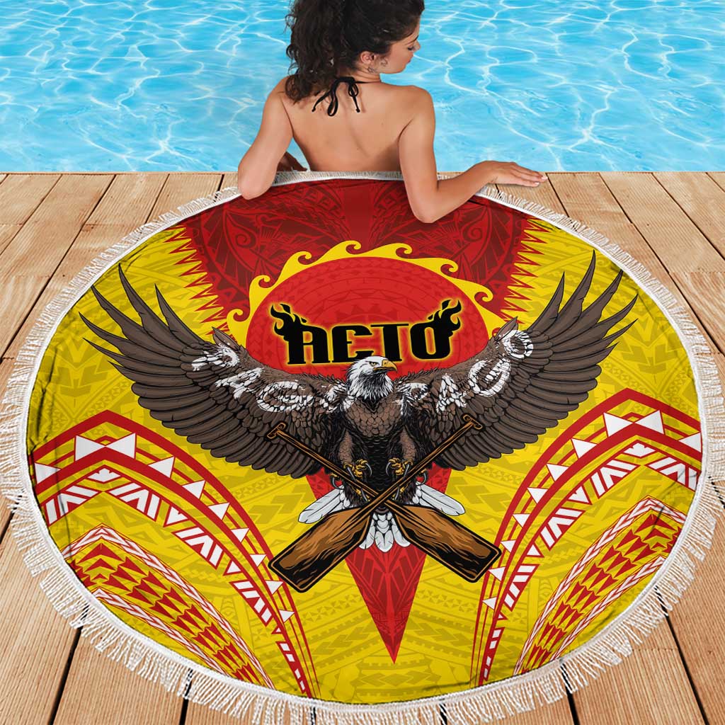American Samoa Fautasi Race Beach Blanket Pago Pago-Aeto Samoan Tattoo and Eagle LT03 - Polynesian Pride