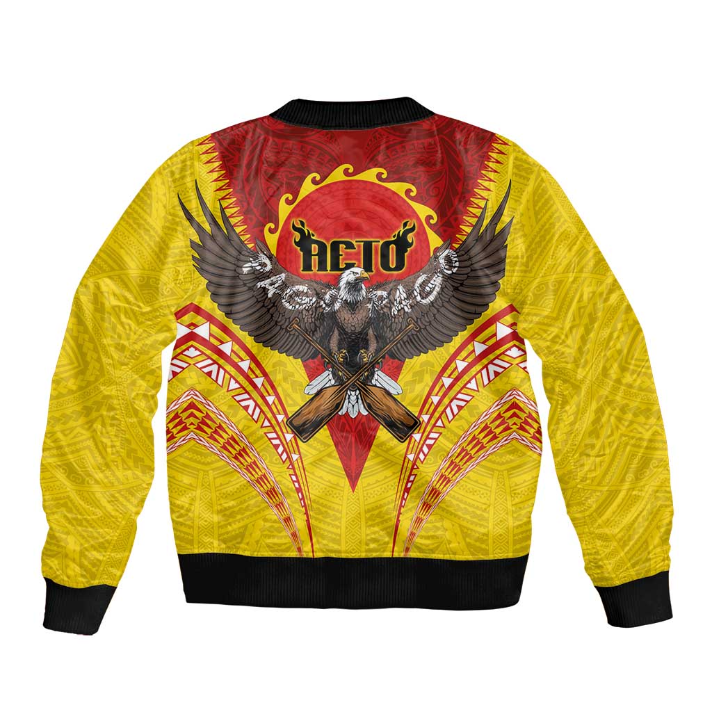 American Samoa Fautasi Race Bomber Jacket Pago Pago-Aeto Samoan Tattoo and Eagle LT03 - Polynesian Pride