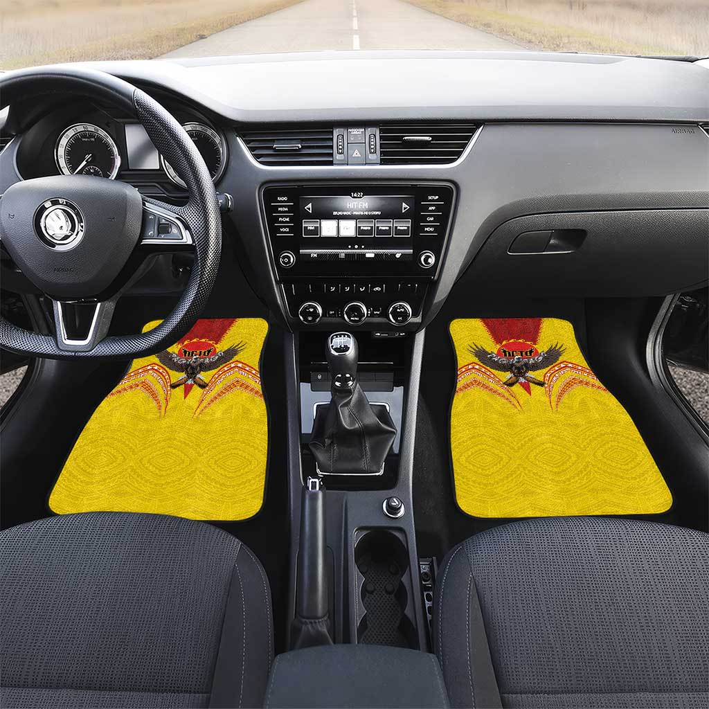 American Samoa Fautasi Race Car Mats Pago Pago-Aeto Samoan Tattoo and Eagle LT03 Set 2pcs - Front Yellow - Polynesian Pride