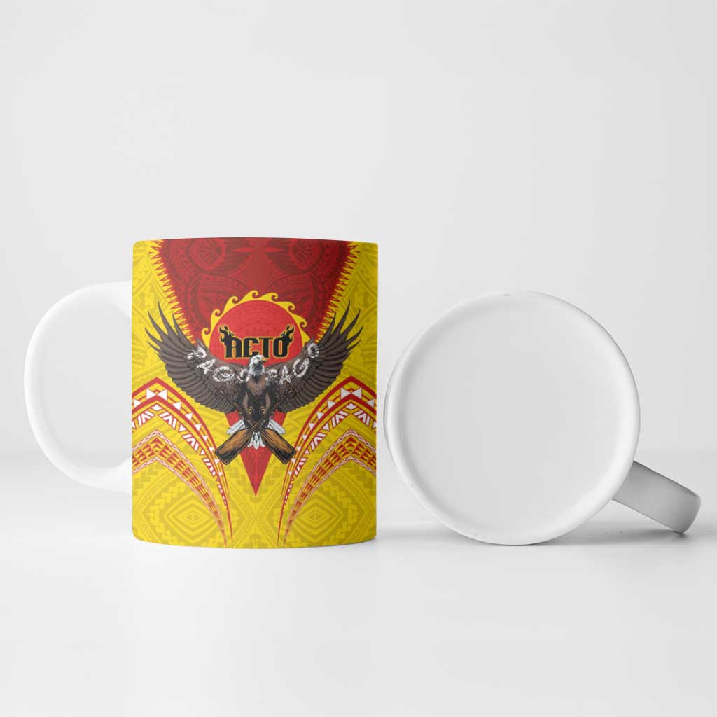 American Samoa Fautasi Race Ceramic Mug Pago Pago-Aeto Samoan Tattoo and Eagle LT03 - Polynesian Pride