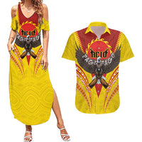 American Samoa Fautasi Race Couples Matching Summer Maxi Dress and Hawaiian Shirt Pago Pago-Aeto Samoan Tattoo and Eagle