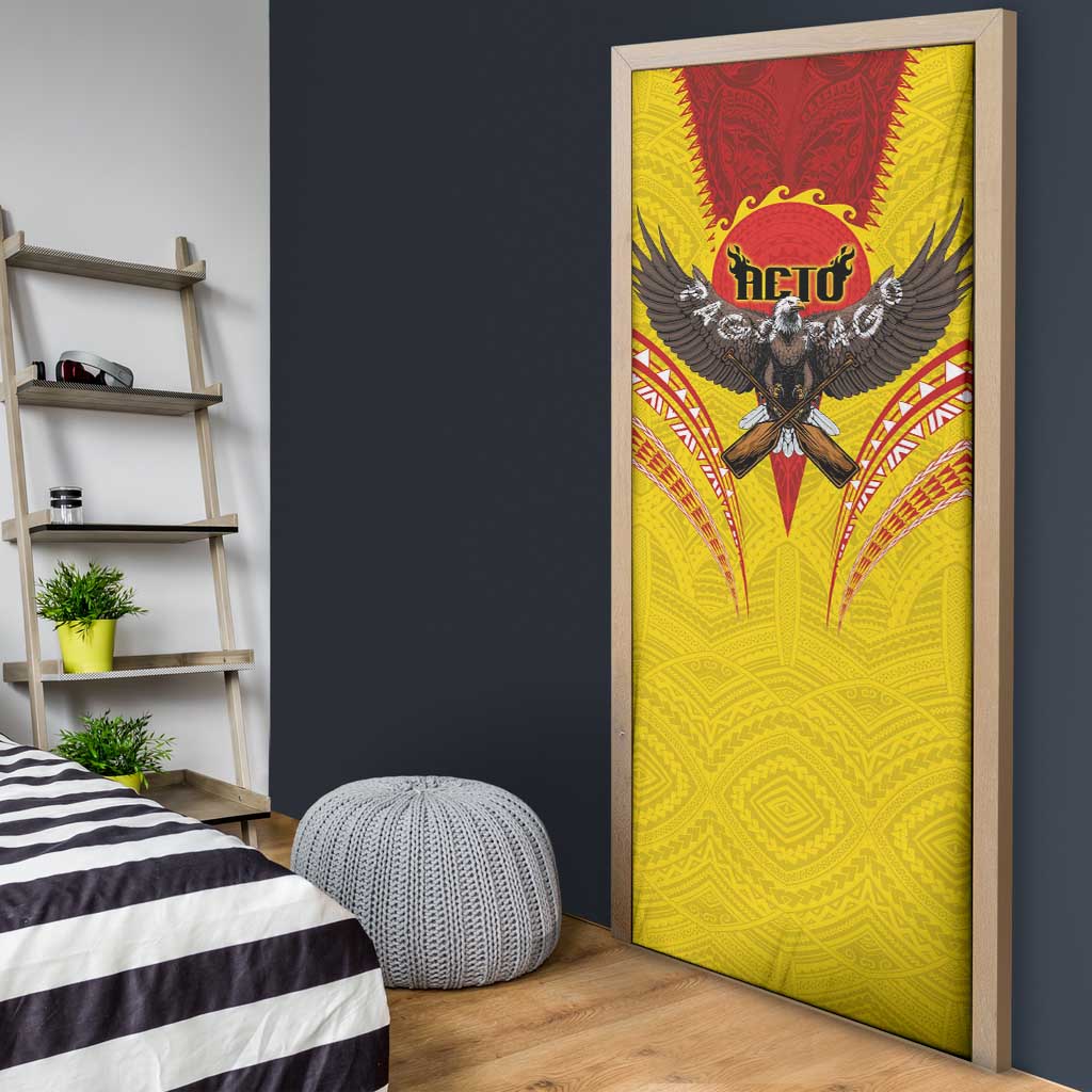 American Samoa Fautasi Race Door Cover Pago Pago-Aeto Samoan Tattoo and Eagle LT03 - Polynesian Pride