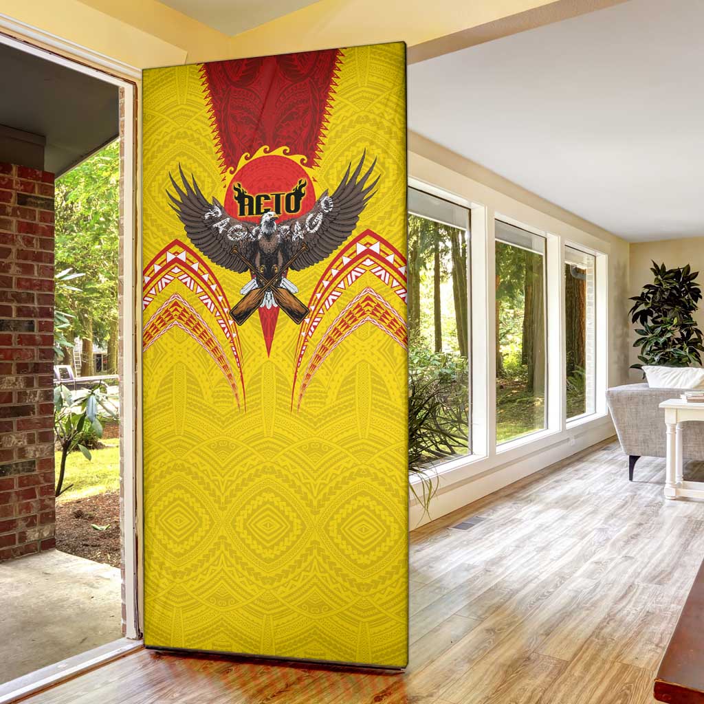 American Samoa Fautasi Race Door Cover Pago Pago-Aeto Samoan Tattoo and Eagle LT03 - Polynesian Pride