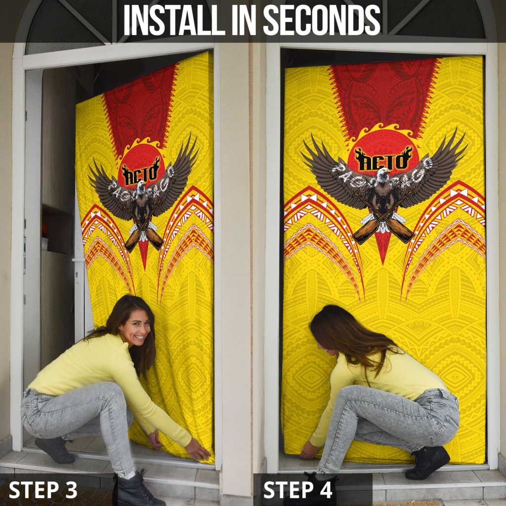 American Samoa Fautasi Race Door Cover Pago Pago-Aeto Samoan Tattoo and Eagle LT03 - Polynesian Pride
